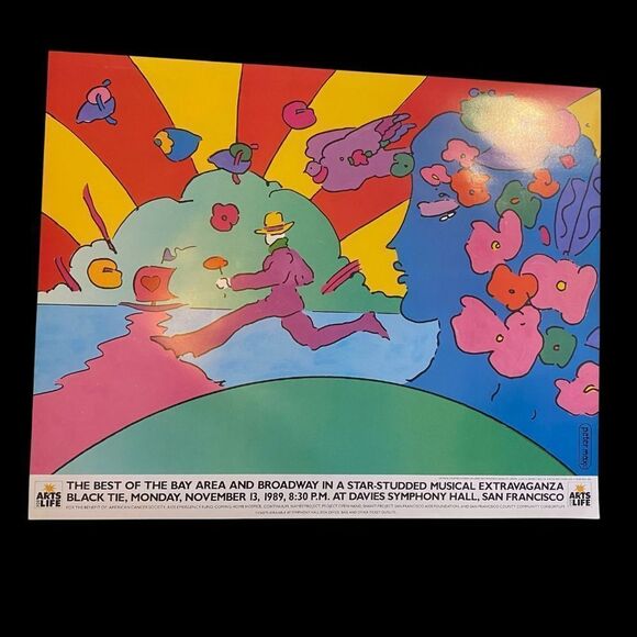 Peter Max Running Man Jumper Man Vintage 1989 Event Poster San Francisco - Picture 2 of 3